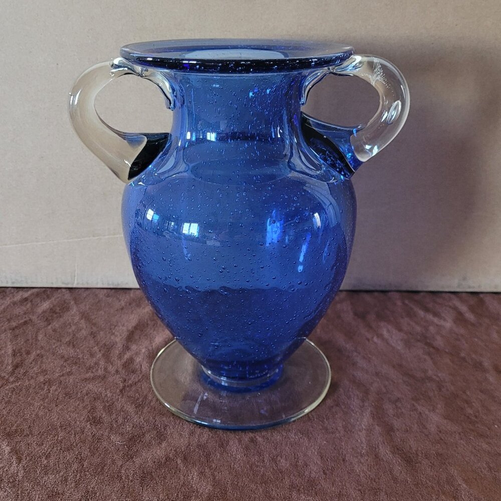 Vintage Hand Blown Cobalt Blue Glass Vase
